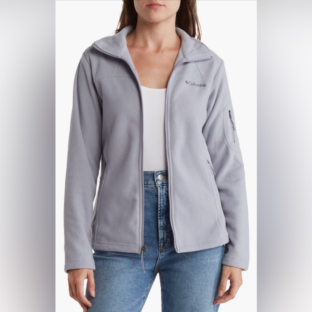 Columbia Soft Gray Full-Zip Fleece Jacket